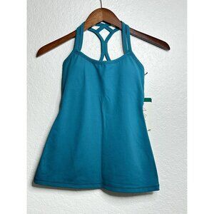 Nancy Rose Performance Strappy Sz 2 Teal Stretch Built in Bra Made in Peru